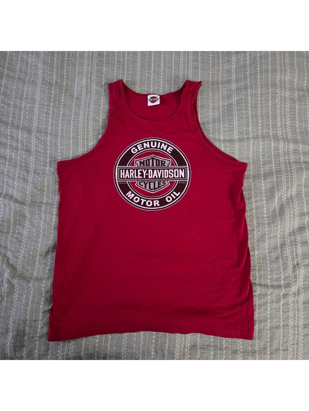 Harley-Davidson Red Sleeveless Tank Top with Logo Print